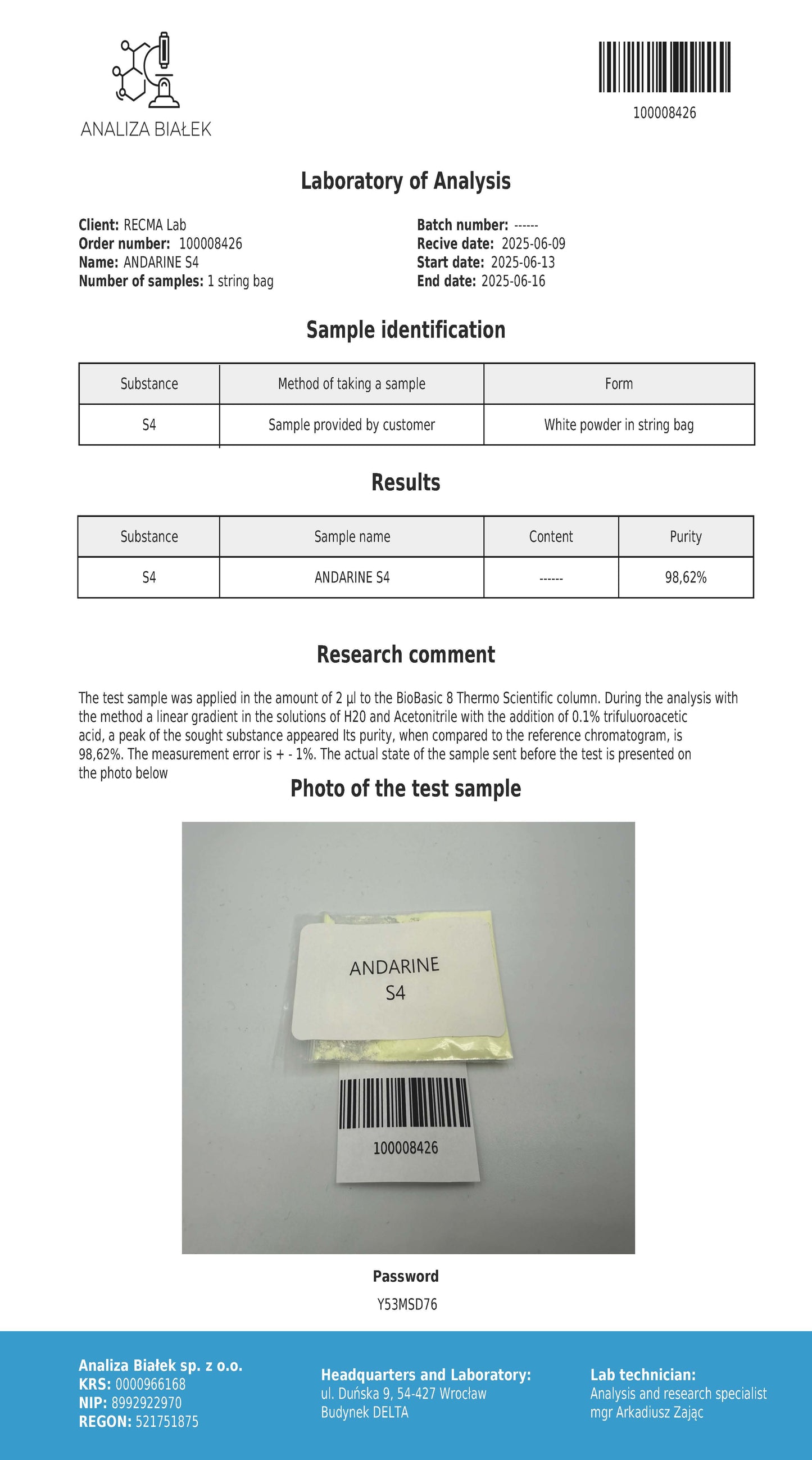 ANDARINE (S4) Powder, 1gr