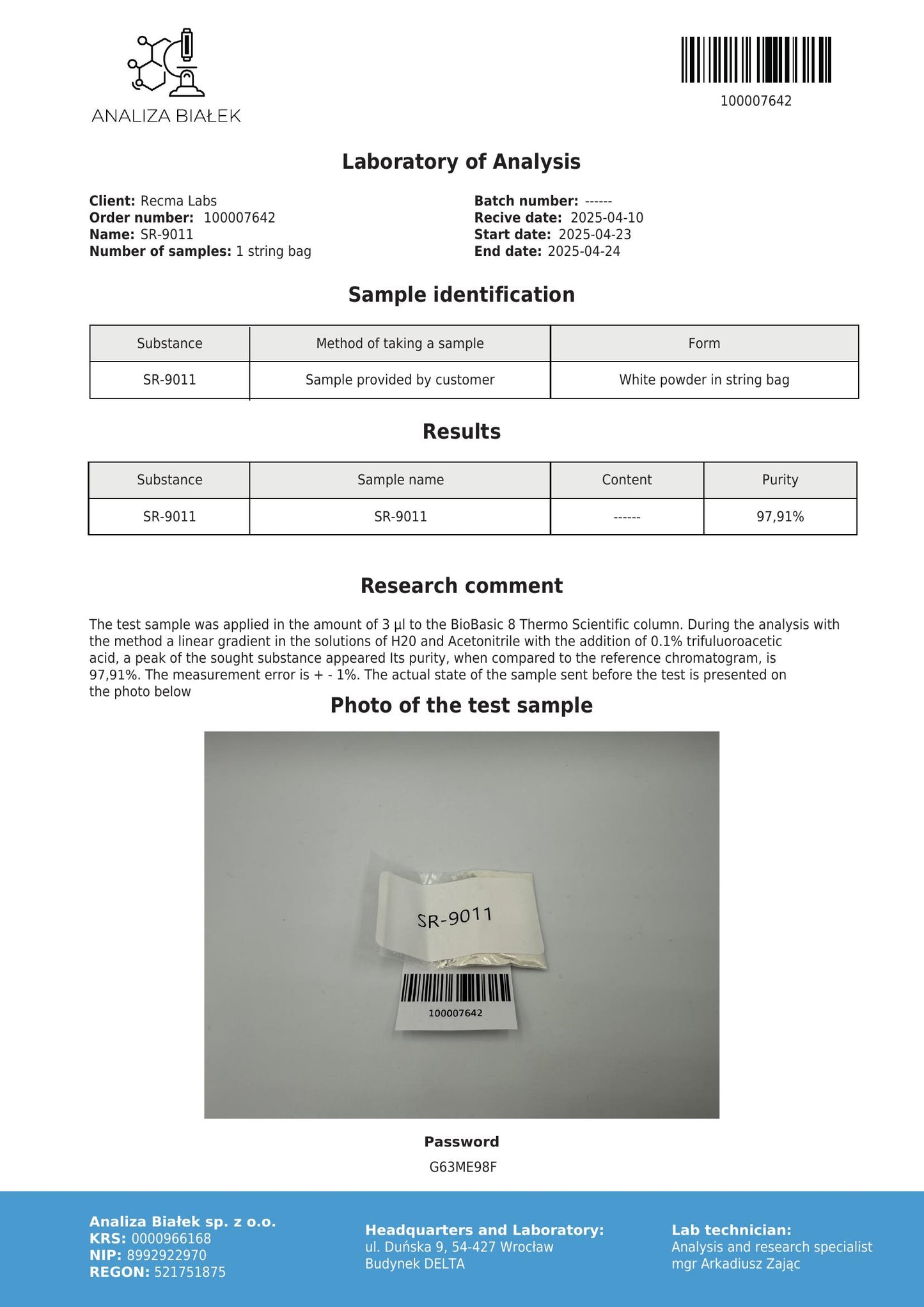 SR-9011 Solution, 600MG (20mg/mL)