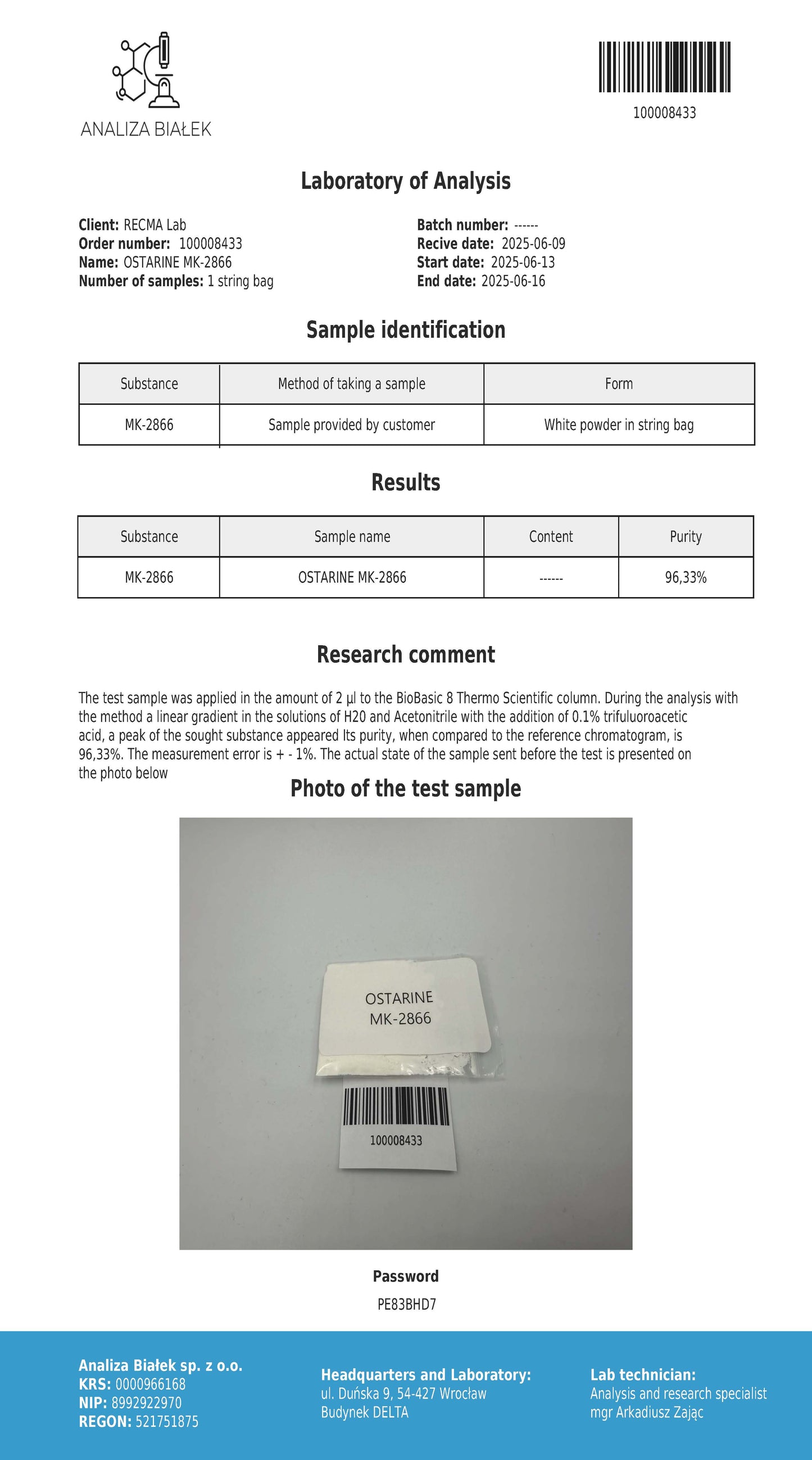 OSTARINE (MK-2866) – Solution, 750mg (25mg/mL)